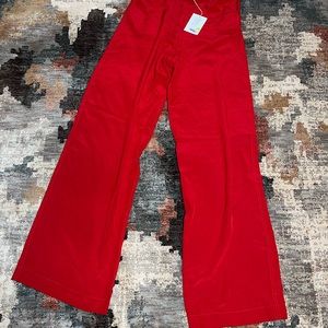 Juan Carlos Obando Red extra long wide leg pants